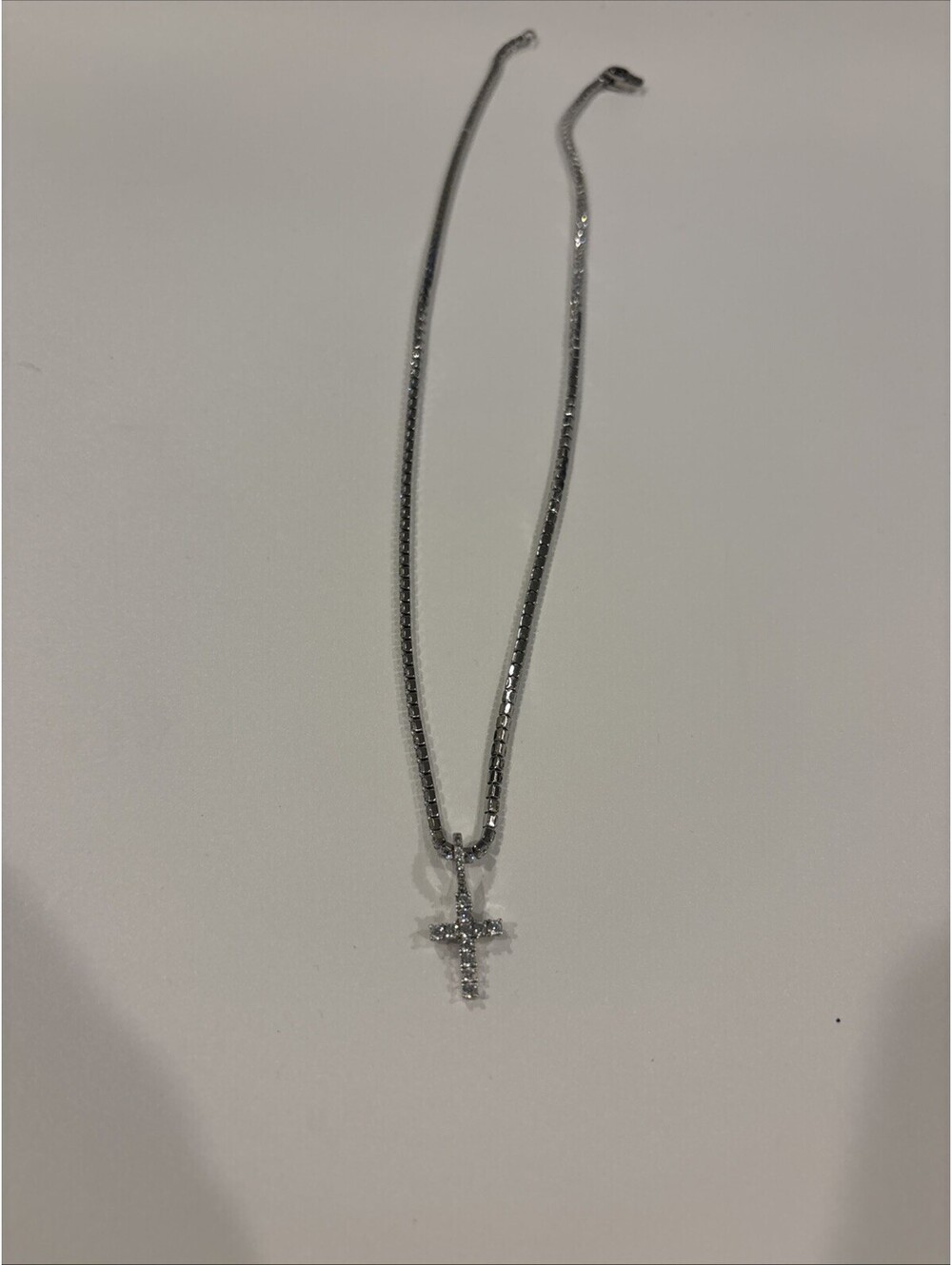 Micro Diamond Cross Pendant in White Gold - 14k White Gold Plated / White Gold